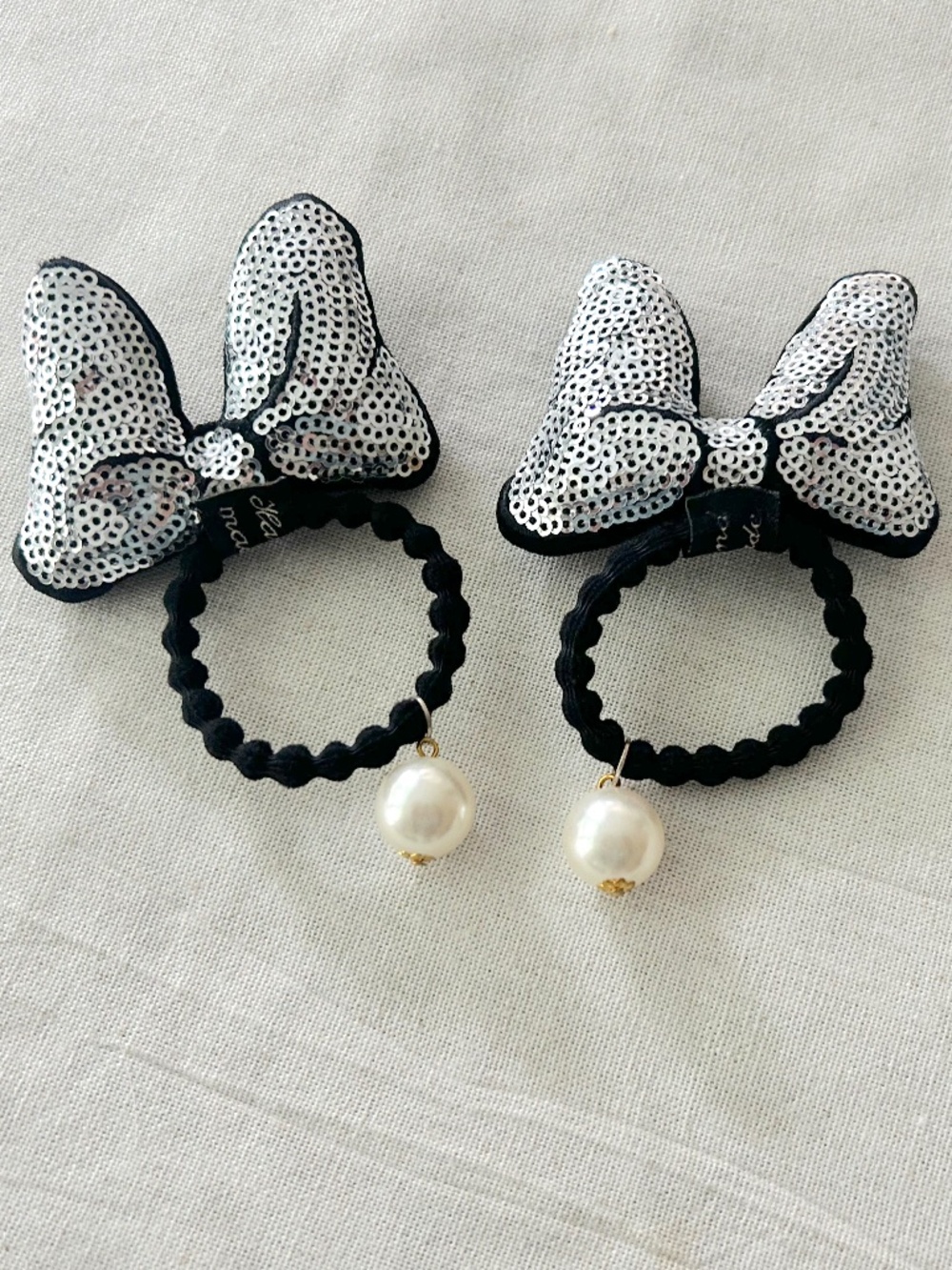 Minnie Mouse Ponytail Hair Ties (Set of 2) Silver NEW